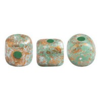 Les perles par Puca® Minos kralen Opaque green turquoise tweedy 63130/45703